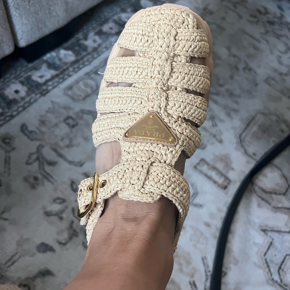 Prada monolith crochet cage sandals